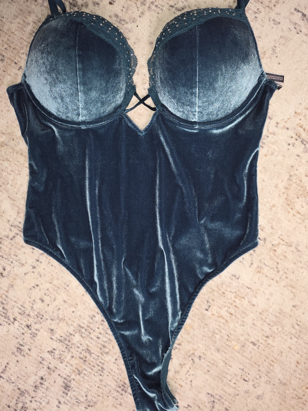 Victoria's Secret Teal Velvet Bodysuit